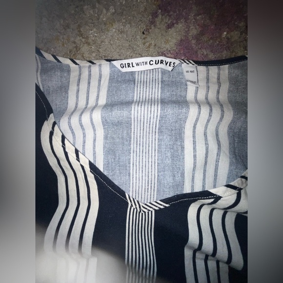 Girl With Curves Linen Blend Navy Striped MIDI Dress 4XT NWOT summer nautical - Picture 7 of 7